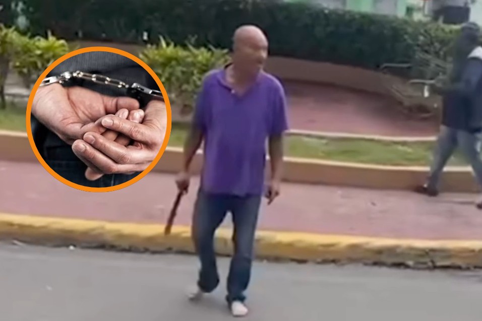 Apresan hombre captado en video intentando agredir mujer con machete tras colisión de vehículo