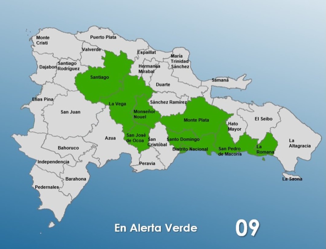 COE mantiene alertas a 8 demarcaciones y el Distrito Nacional 