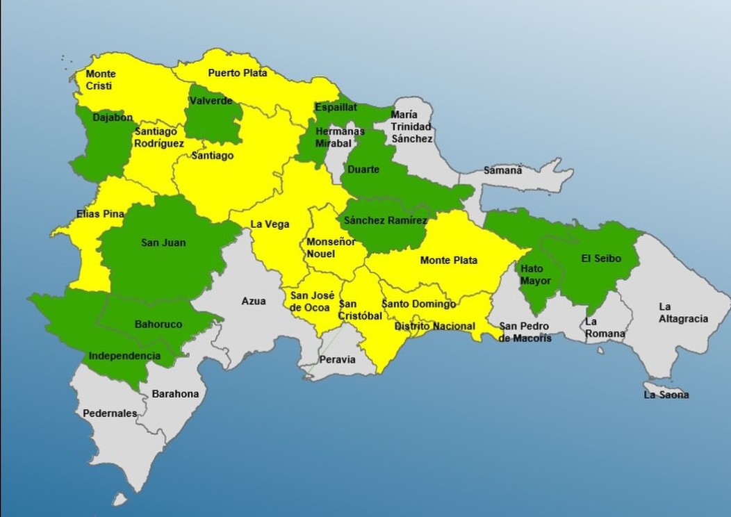 Por incidencia de vaguada 21 provincias y el DN bajo alerta
