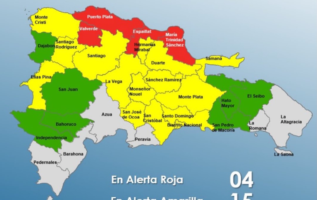 Elevan el nivel de alertas por lluvias por efectos vaguada y sistema frontal