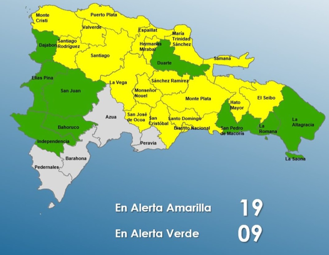 28 demarcaciones y el DN bajo alerta, según COE 