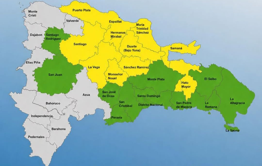 24 demarcaciones y el DN en alerta por incidencia de vaguada y sistema frontal