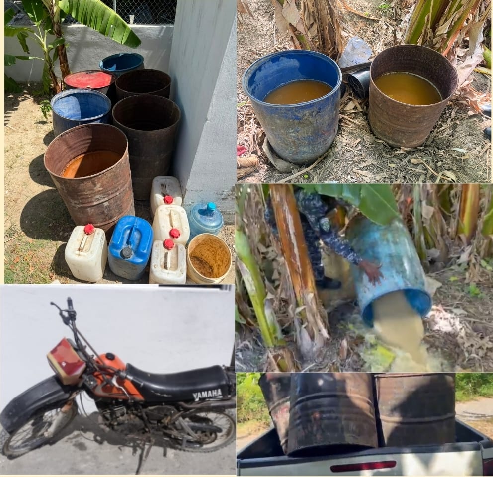 Desmantelan fábrica clandestina de bebidas alcohólicas y recupera motocicleta robada en Barahona